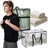 RAINFLOW Extra Large Moving Bags - Heavy Duty Clear Tote Bag for Storage and Organization with Smooth Zipper and Strong Handl