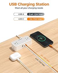 TESSAN Flat Plug Extension Cord 5 FT, Surge