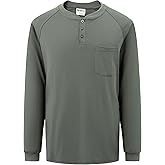 Ubon FR Shirts for Men Welding Shirt Flame Resistant Long Sleeve Work Shirts 6.5 Oz FR Clothing