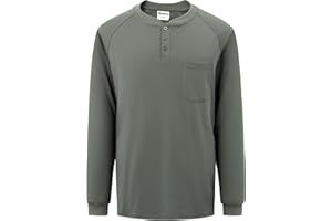 Ubon FR Shirts for Men Welding Shirt Flame Resistant Long Sleeve Work Shirts 7.5 Oz FR Clothing