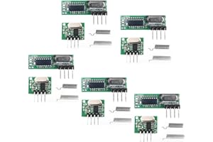 AZUOCN 5 PCS 433mhz Wireless RF Transmitter and Receiver with Antenna Ask Remote Control Module DIY Kit for Arduino