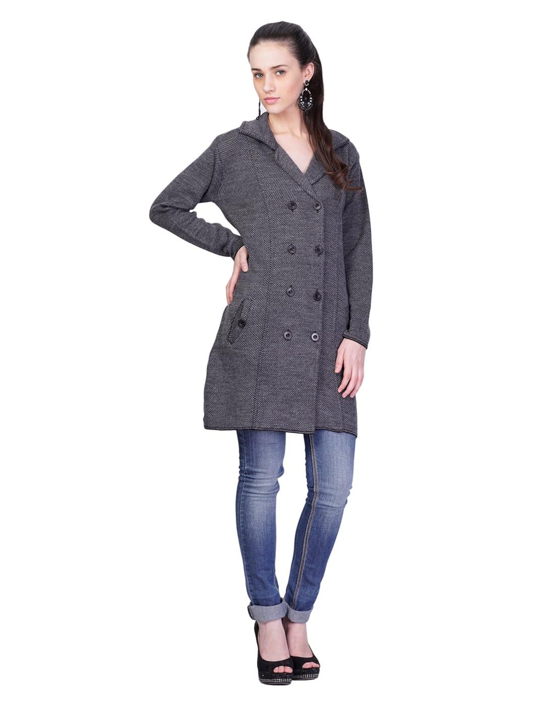 montrex grey designer long coat for women