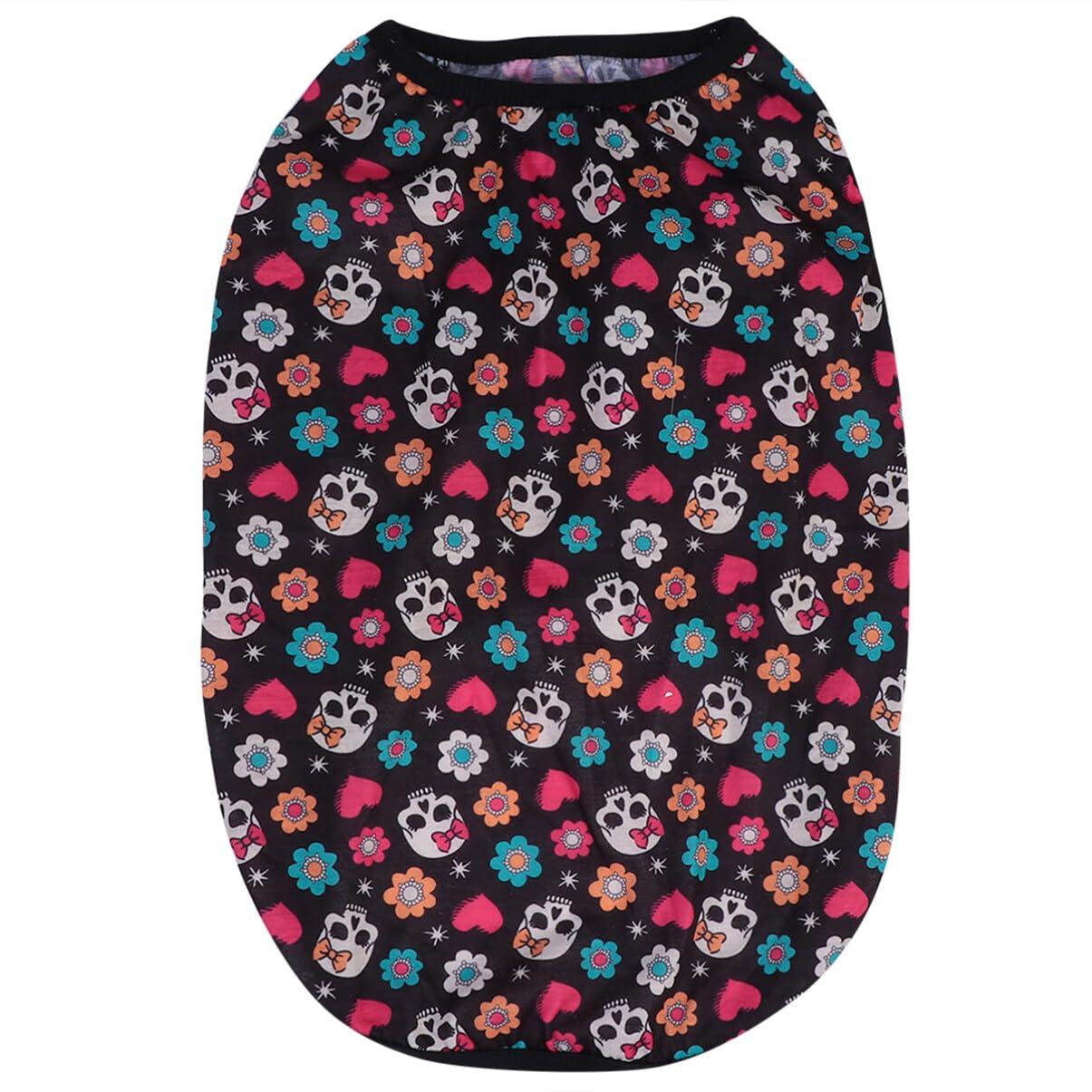 POPETPOP Roleplay Costume Dog Halloween Costume Skull Pattern Pet Cosplay T-shirt Pet Warm Outfits Clothes Dog Party Clothes for Cat Dogs Puppy Dress Up Accessories L (Colorful) Thermal Clothing