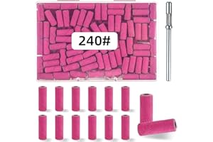TKYZMS 100 Pcs (240 Grit Pink) Small Sanding Bands Nail Drill Bit,Nail Drill Bits,Extreme Fine Grit Mini Sanding Band,Nail Bits,Upgrade 3.1mm Mandrel Bits,Professional Nail Drill Bit for Acrylic Nails