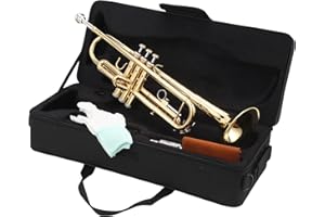 OTURGC LeSage Trumpet Standard Bb Brass Instruments Student Trumpet with Case Gold Professional Trumpet for Beginner with 7C Mouthpiece Glove