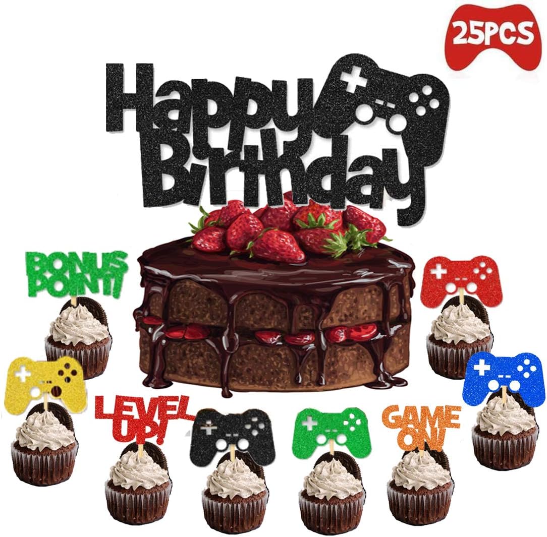 Video Gaming Party Cake Toppers Gamer Party Supplies Video Game Cupcake  Topper Themed Birthday Decorations Game Fans Party Favors 25pcs Cupcake  Toppers Toys & Games botani.com.au