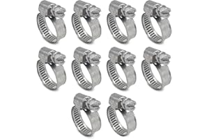 CHUN YUNG DA Embossed Worm Gear Hose Clamps Size#6, 1/2 To 7/8 inch Adjustable Heavy Duty Stainless Steel Hose Clamp, all 304 for Garden Water Hose (12-22 mm, 10 pack)