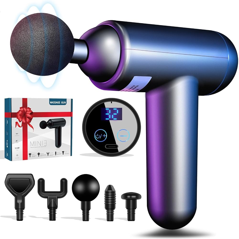 Pleasion Massage Gun Deep Tissue Muscle Massager 32 Speed 5 Heads