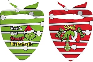 SAUKORE 2 Pack Christmas Dog Bandanas, Grinch Dog Costume Accessories, Funny Grinchs Pet Scarf, Cute Triangle Bibs Set, Novelty Xmas Decorations for Small Medium Large Dogs Cats