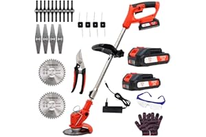 OUTIGO Cordless String Trimmer, Edger & Weed Trimmer, String Grass Trimmer with Attachment Capability（Blades，2 * 21V Batteries, Charger）