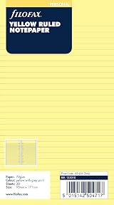 Filofax Refill Personal 30 Yellow Ruled Sheets 95x171mm 6 Hole