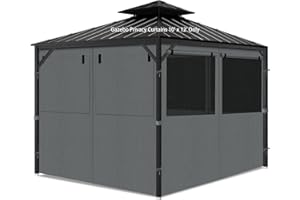 Gazebo Privacy Curtains 10' x 12' with Mosquito Windows, 4-Panels Side Wall with Zipper Universal Replacement for Patio, Outd