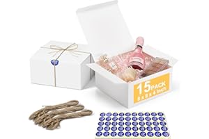 MESHA 15PC White Gift Boxes with Lids 8x8x4, Bulk Boxes for Gifts with Twine Bridesmaid Proposal Boxes for Mother's Day Presents Wedding