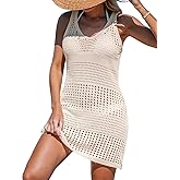 CUPSHE Women Swimsuit Crochet Sleeveless Cover Ups Summer Hollow Out Knit Bathing Suit Beach Coverup Dress
