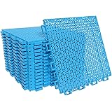 smabee 16 pcs Interlocking Rugged Deck Floor Tiles Non-Slip with Drainage Holes Plastic Mats for Boat Pool Patio Balcony Spor