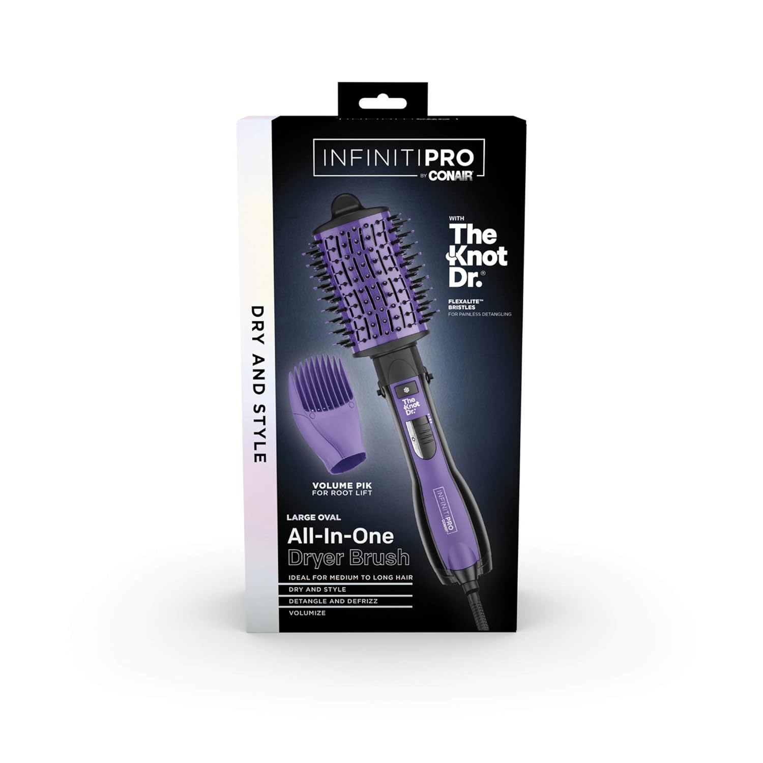 INFINITIPRO BY CONAIR All-in-One Dryer Brush, Wet / Dry Styler, Hair Dryer and Volumizer Hot Air Brush, Hot Air Brush with The Knot Dr.  Flexalite Bristles for painless detangling : Beauty