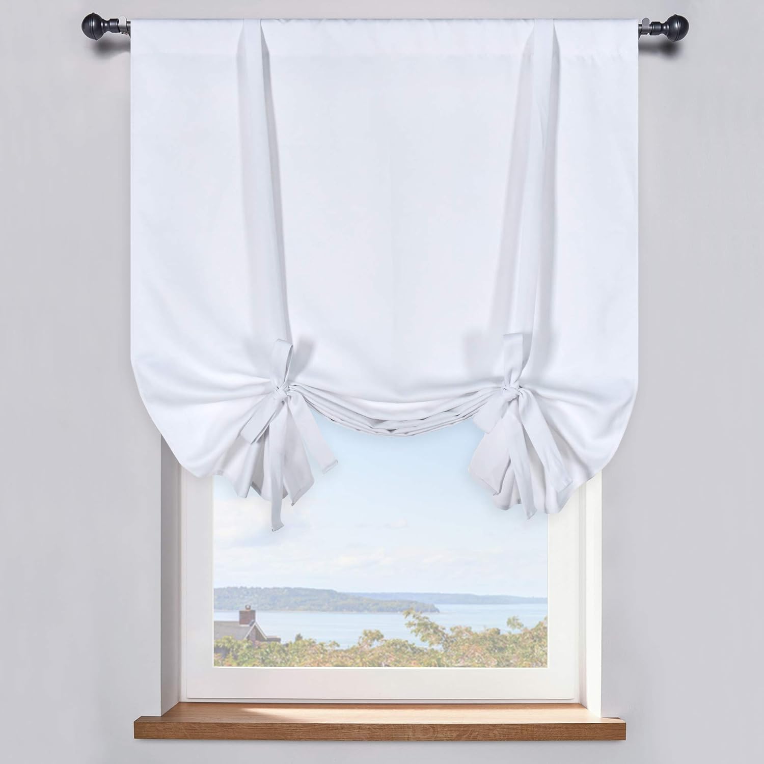 DONREN Pure White Balloon Shades Room Darkening Curtain Adjustable