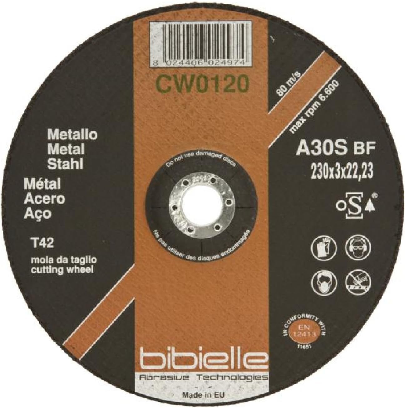 Genuine 5x Bibielle Cutting Discs Depressed 178 X 3.2mm DIY Tool Accessories