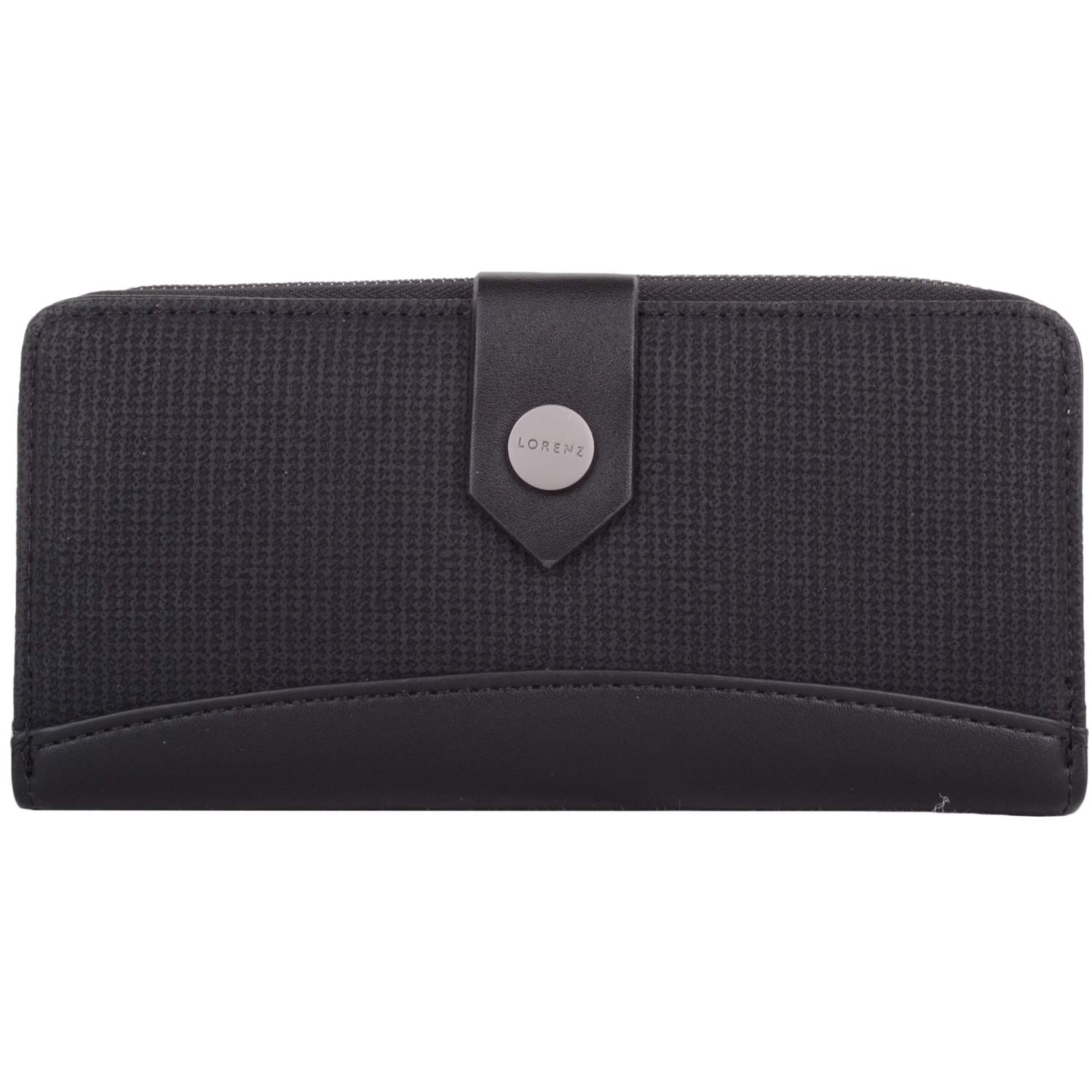 Valita Womens Large Woven Look Faux Leather RFID Protected Bi-Fold Money/Credit Card Purse - Black