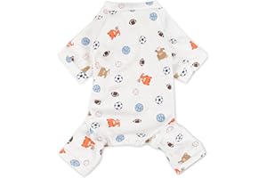 Scheppend Puppy Pajamas Dog Onesies Pet Dog Soft Pajamas Various Patterns Pet Jumpsuit 5 Styles for Small Medium Dogs Cats Pajamas (Football, Large)
