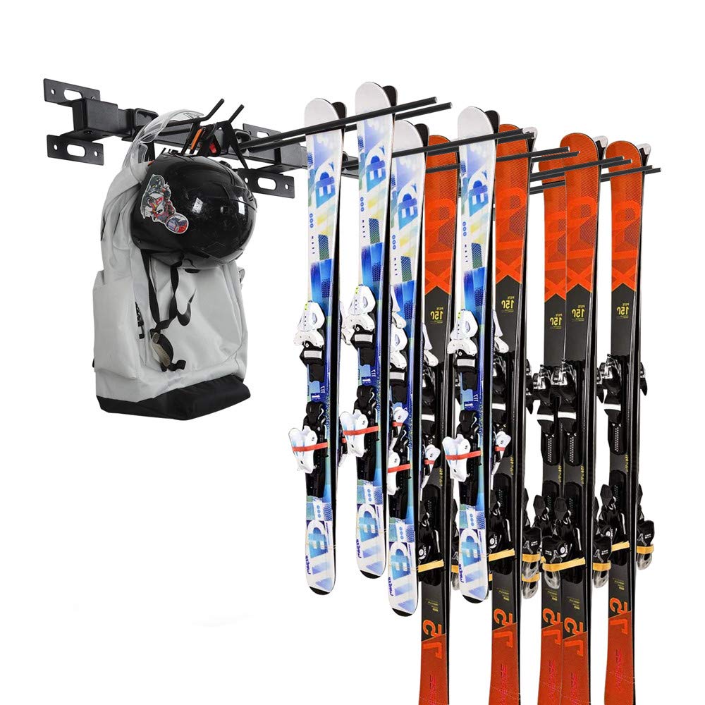 ANTOPY Ski Storage Rack Snowboard Rack Wall Mount Heavy Duty Metal Ski Wall Rack Hold Up to 10 Pairs, 200lbs for Home & Garage Storage Organizer Hanger 3 Racks