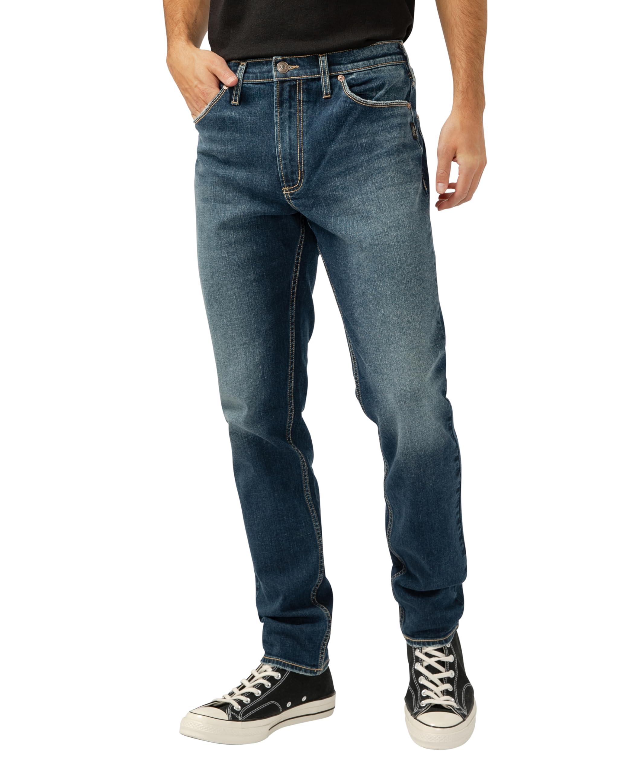 Silver Jeans Co. Men’s Risto Athletic Fit Skinny Leg Jeans, Dark Wash