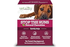 Vetality Stop The Runs | Dog Anti Diarrhea Medicine | 6 Count Chewable | Chicken Flavor