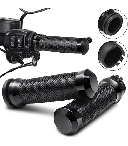 OUMURS 1" Spike Style Handlebar Grips For Harley, Kawasaki, Suzuki, Yamaha – Black + Chrome, Aluminum/Rubber