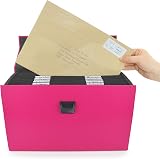 Rapesco 1554 19-Part Expanding Box File A4+ Pink with Handle view 8