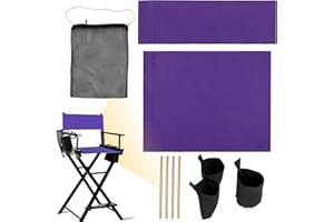 KAEGREEL 5 in 1 Chair Accessories Set for Makeup Artist Chair, Purple Director Chair Replacement Cover Canvas, 2 Portable Side Storage Bags and Hanging Mesh Bag (Not Including Chair)