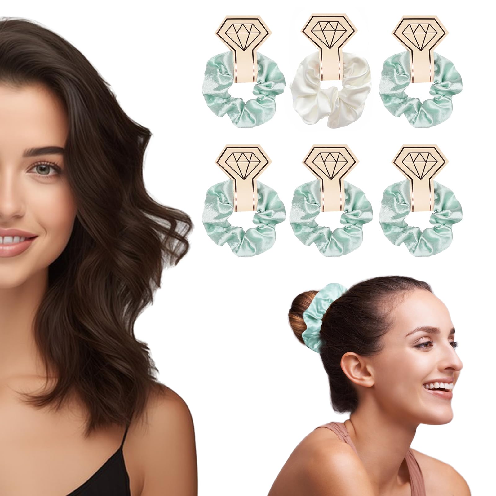 OWITER 6pcs Hair Scrunchies for Women Satin Scrunchies for Bridesmaids,Hair Ties No Damage Hair Ties (Light Green)