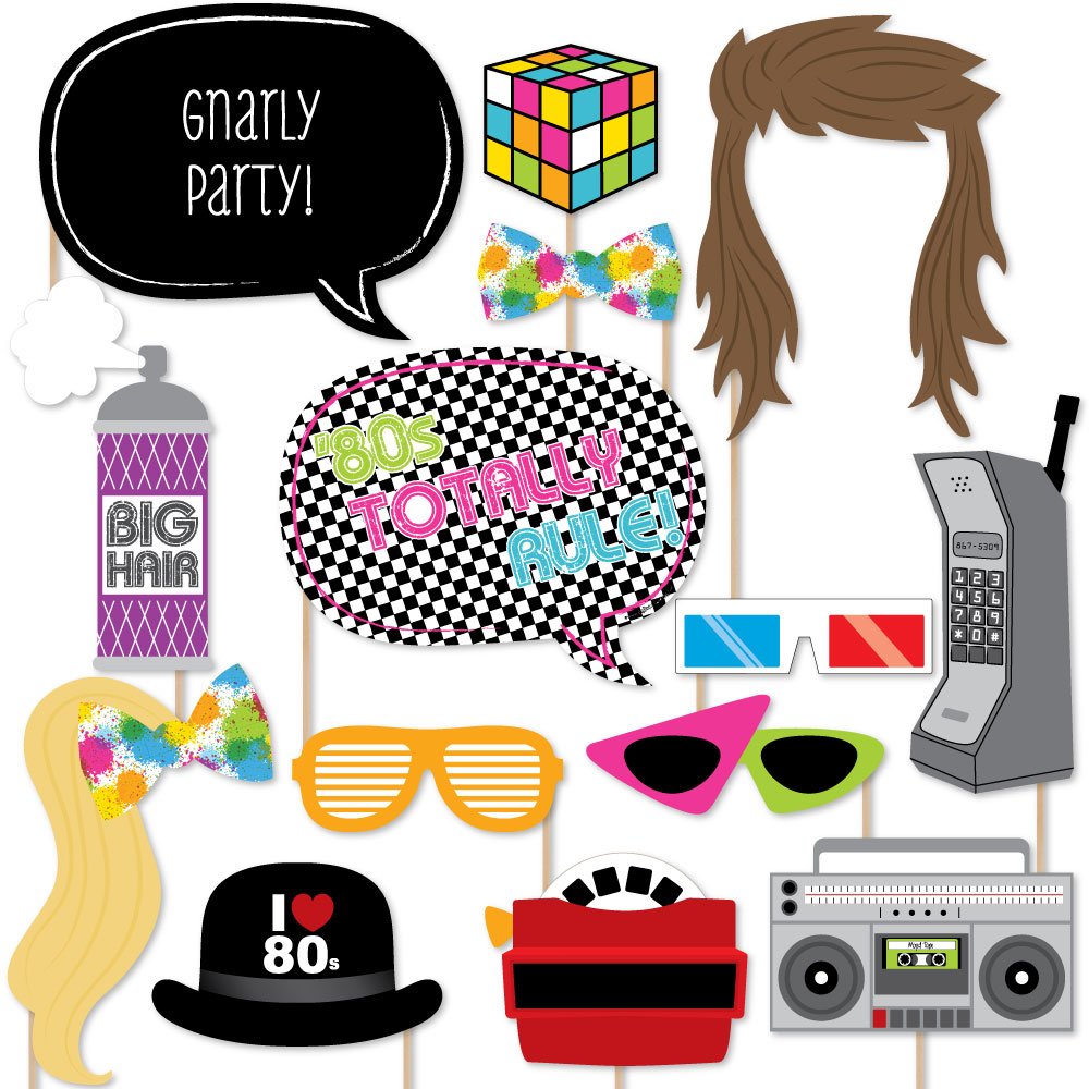 Big Dot of Happiness 80's Retro Totally 1980s Photo Booth Props Kit