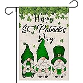 OPULANE Happy St Patricks Day Gnome Garden Flag 12x18 Inch Double Sided Lucky Clovers Shamrocks Outside Small Flag for Yard Outdoor Holiday Decoration