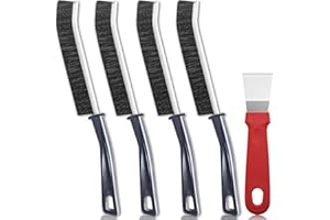 KOVSPO Hard Bristle Crevice Cleaning Brush - 4+1Pcs Multifunctional Gap Cleaning Brush to Clean Narrow Spaces, Corner Cleaning Brush for Bathroom Kitchen Shower Window Grout Tile, Household Cleaning Tools
