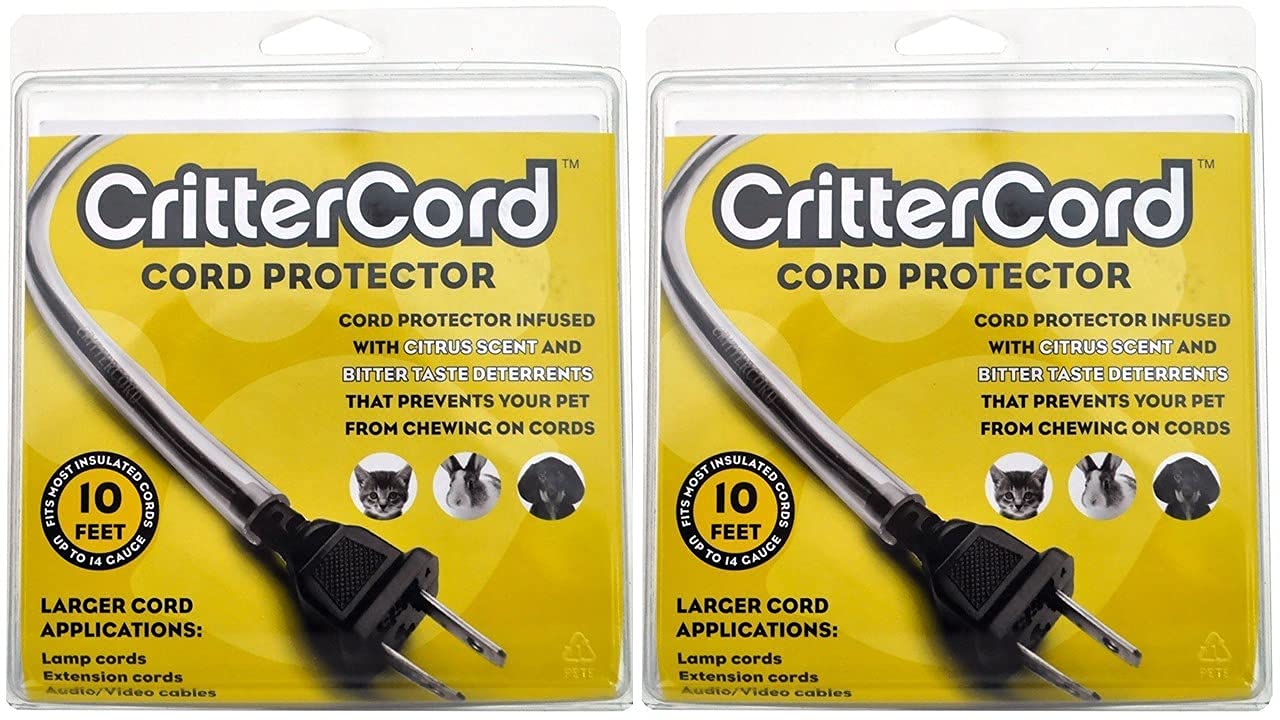 CritterCord citrus cord cable protector 10 feet for rabbits cats dogs pets up to 14 guage (Twin Pack)