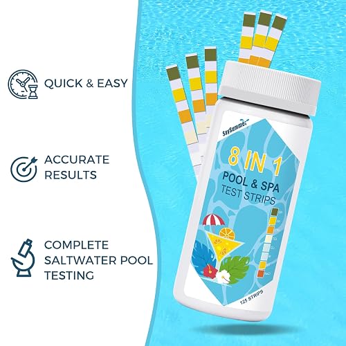 Pool Salt Test Kit Salt Level Tester 125-Count Pool Salt Test Strips - 8-in-1 Saltwater ...