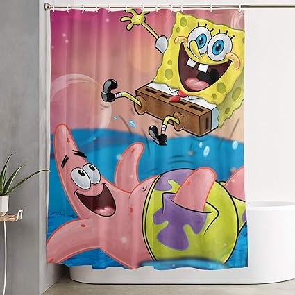 Amazon Com Liuyan Shower Curtain With Hook Spongebob Waterproof