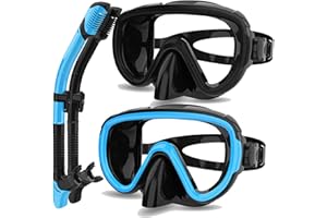 Bairuifu 2 Packs Dry Snorkel Mask Set Snorkeling Gear for Adults Scuba Diving Mask Swimming Glasses Swim Dive Mask Nose Cover Free Diving