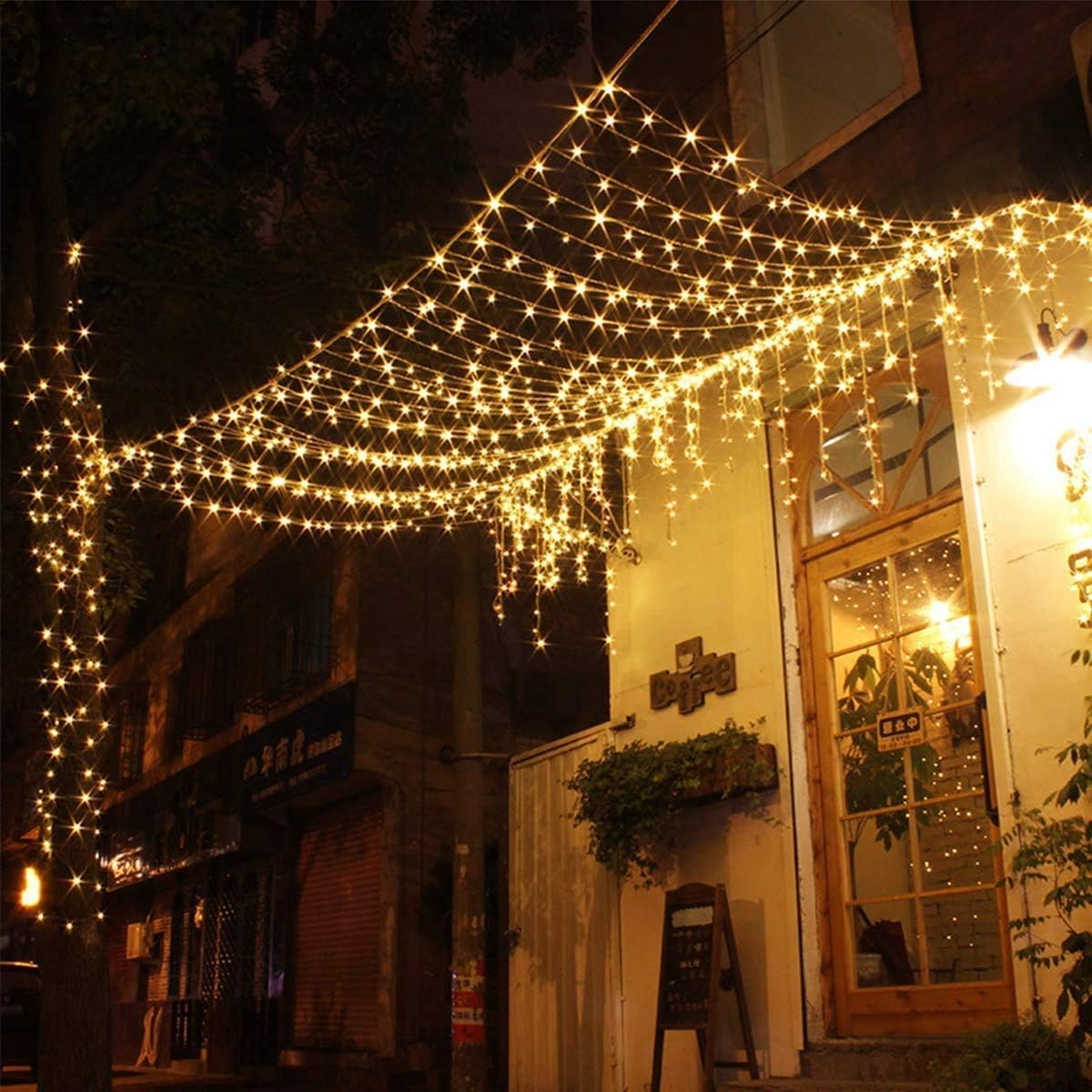 LE 306 LED Curtain Lights 9.8 x 9.8 ft Fairy String Lights for Bedroom Wall Wedding Backdrop Patio Party Garden, Warm White, 8 Modes, Plug in Indoor Outdoor Decorative Window Twinkle Christmas Lights: Home Improvement