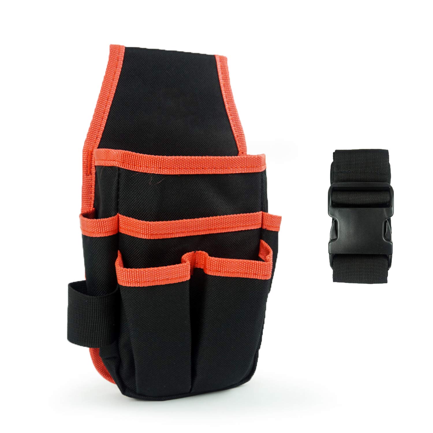 Ewrap Black Canvas Tool Pouch, Tool Organiser Bag, Electricans Organiser with 6 Roomy Pockets, 9 Loops, Adjustable Waist Strap for DIY Electricians Carpenters