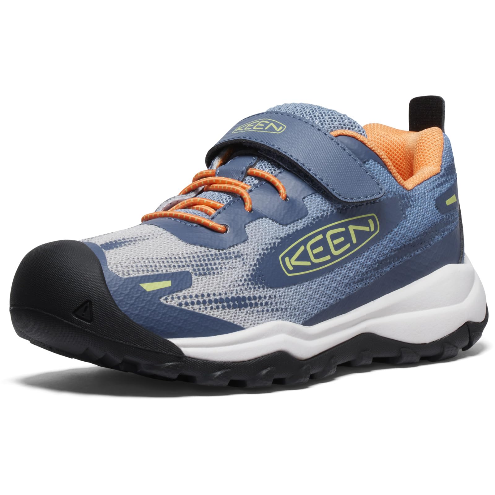 Photo 1 of KEEN Unisex-Child Wanduro Speed Breathable Comfortable Lightweight Easy On Sneakers, Vintage Indigo/Tangerine, 1