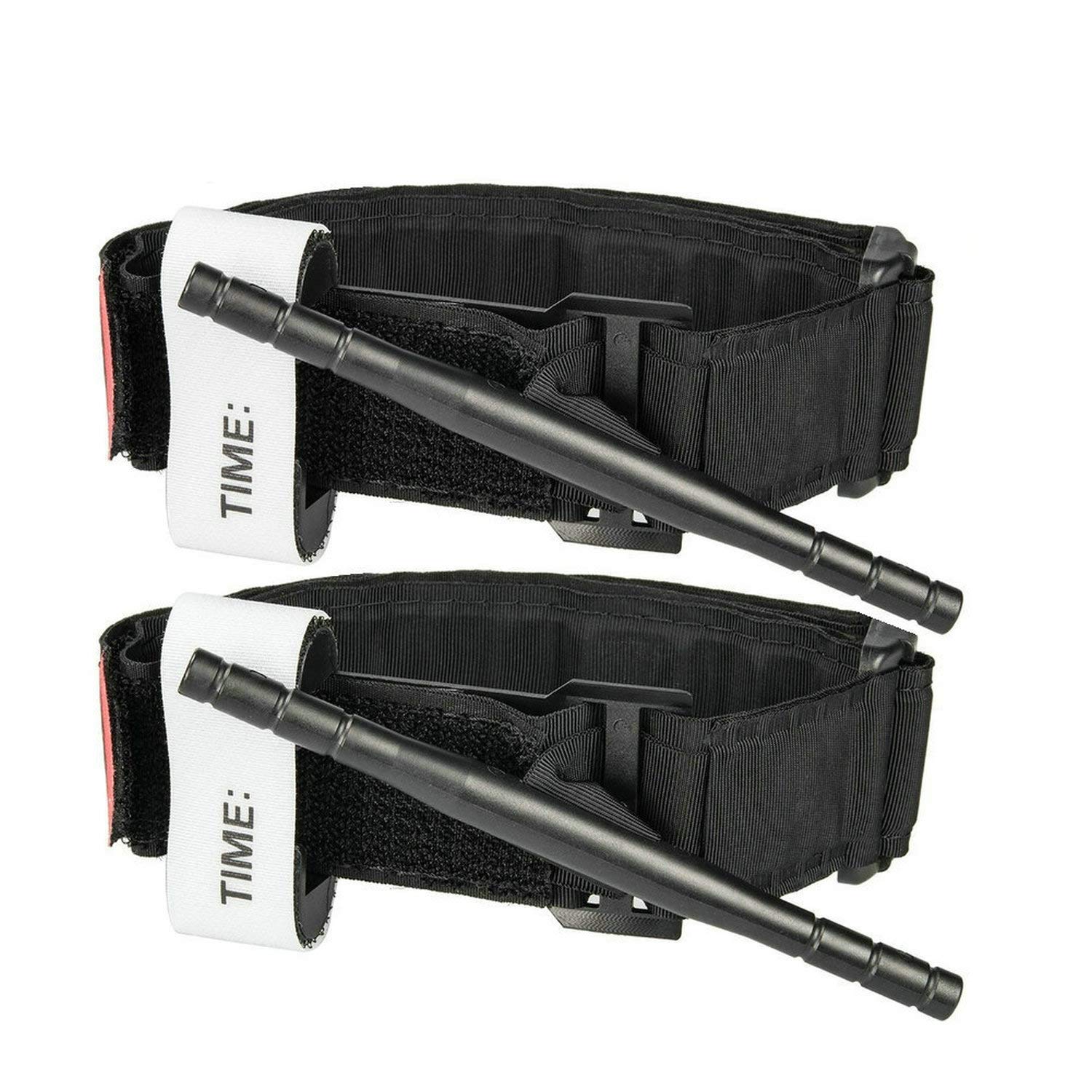 Jwxstore J0416001 Tourniquet Tactical Emergency Outdoors Spinning Military One-Handed Medical First Aid Equipment, Black, 2 Piece