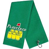 Aikiprety Funny Golf Towel Printed Golf Towels for Golf Bags with Clip, Golf Gifts for Men Women, Towel Accessories Christmas Birthday Gift for Grandpa Father Fan, Plastered Green
