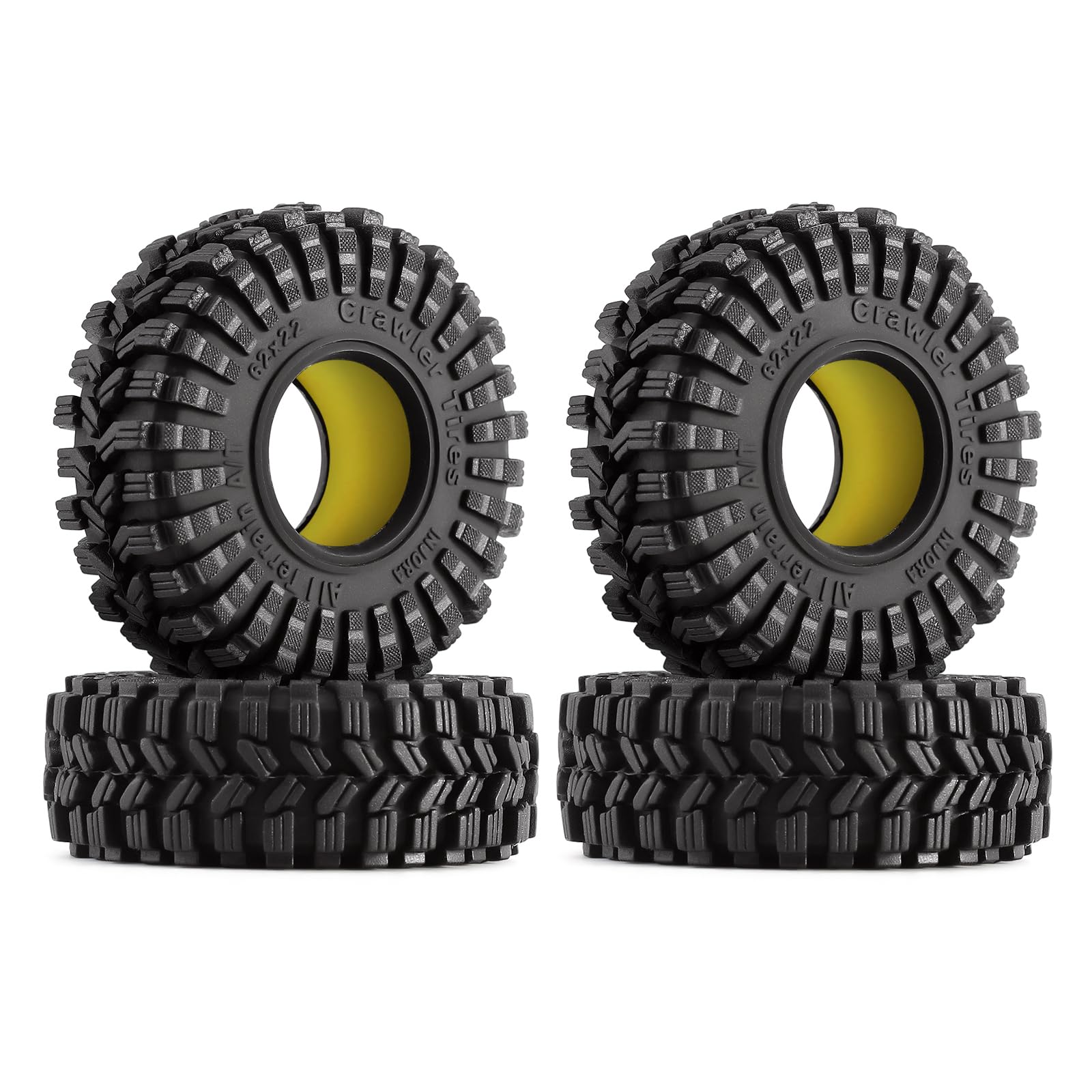 INJORA 1.0 Silicone Rubber Inserts and S5 All Terrain Tires for 1/18 TRX4M 1/24 SCX24 RC Crawler Upgarde