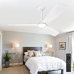 BvenuBigLite White Ceiling Fan with Light: 3 Blades