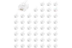 Uvital 100 Pack RJ11 6P4C Plug, Telephone Handset Flat Cord Cable Modular Plug Connector Phone Jack Adapter Crimp End Crimper Clear Plastic Transparent Color