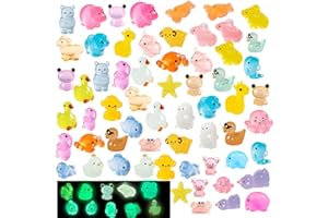 U-Zimikee 60 Pcs Luminous Mini Resin Animals Tiny Little Animals Glow in Dark Miniature Figurines Small Mini Figures to Hide Micro Landscape Ornaments Fairy Garden Accessories