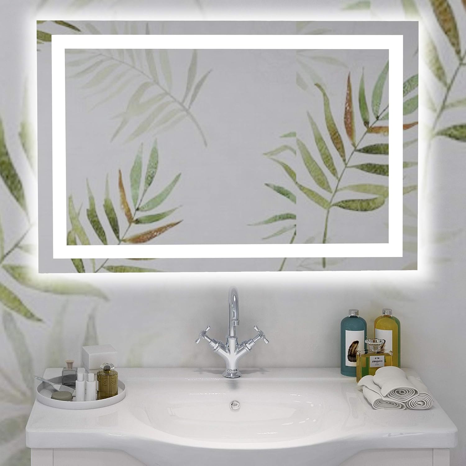 Vanity Art 39" x 28" LED Lighted Illuminated Bathroom Vanity Wall Mirror | Rectangle Bathroom Mirror with Touch Sensor - VA34