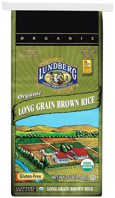 Lundberg Family farms brown Rice Long org gf 25lb (073416401327)