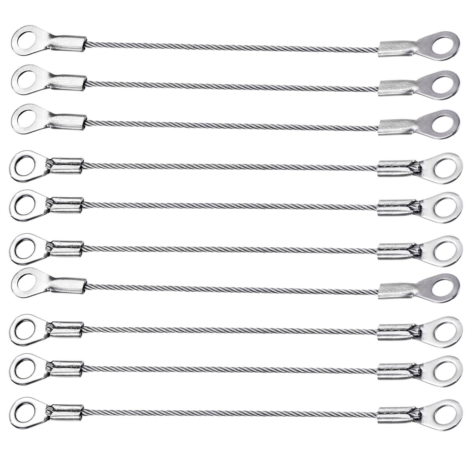 M METERXITY 1.5mmx10cm Lanyard Security Cable Ropes 10pcs, Apply to Outdoors (304 Stainless Steel, Silver)